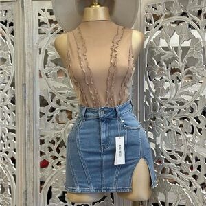 Nina Rossi Classic Blue Denim Jean Skirt